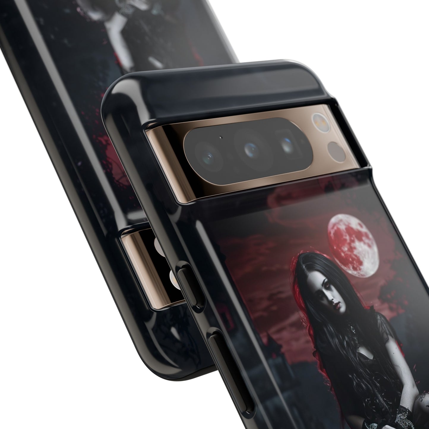 Gothic Vampire Girl Phone Case - Dark Fantasy Design with Blood Moon for iPhone,  Samsung Galaxy, and Google Pixel Devices