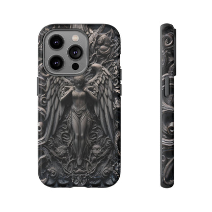 Grey Angel Phone Case – Gothic Marble Statue Design for iPhone, Samsung Galaxy, and Google Pixel Devices