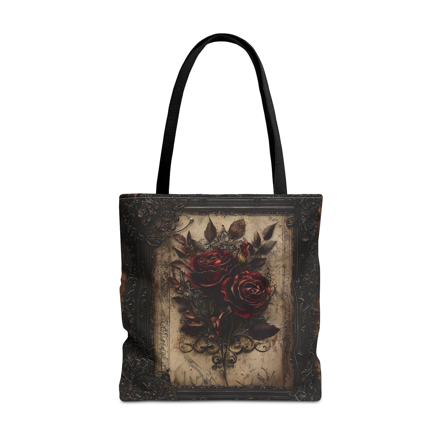 Vintage Gothic Rose Tote Bag - Dark Floral Elegance