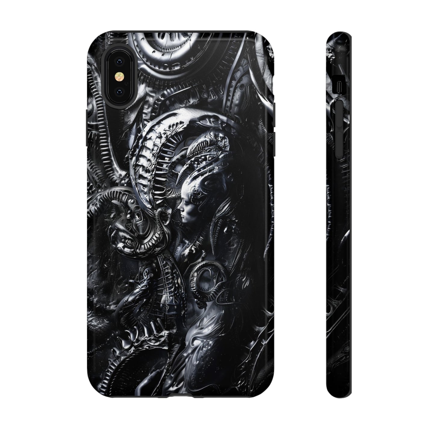 Biomechanical Transhumanism Phone Case – Alien Horror Design for iPhone and Samsung Galaxy Devices