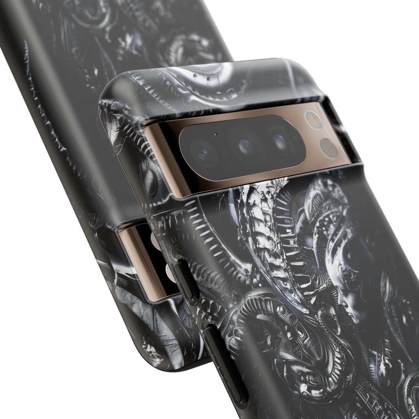 Biomechanical Transhumanism Phone Case – Alien Horror Design for iPhone and Samsung Galaxy Devices