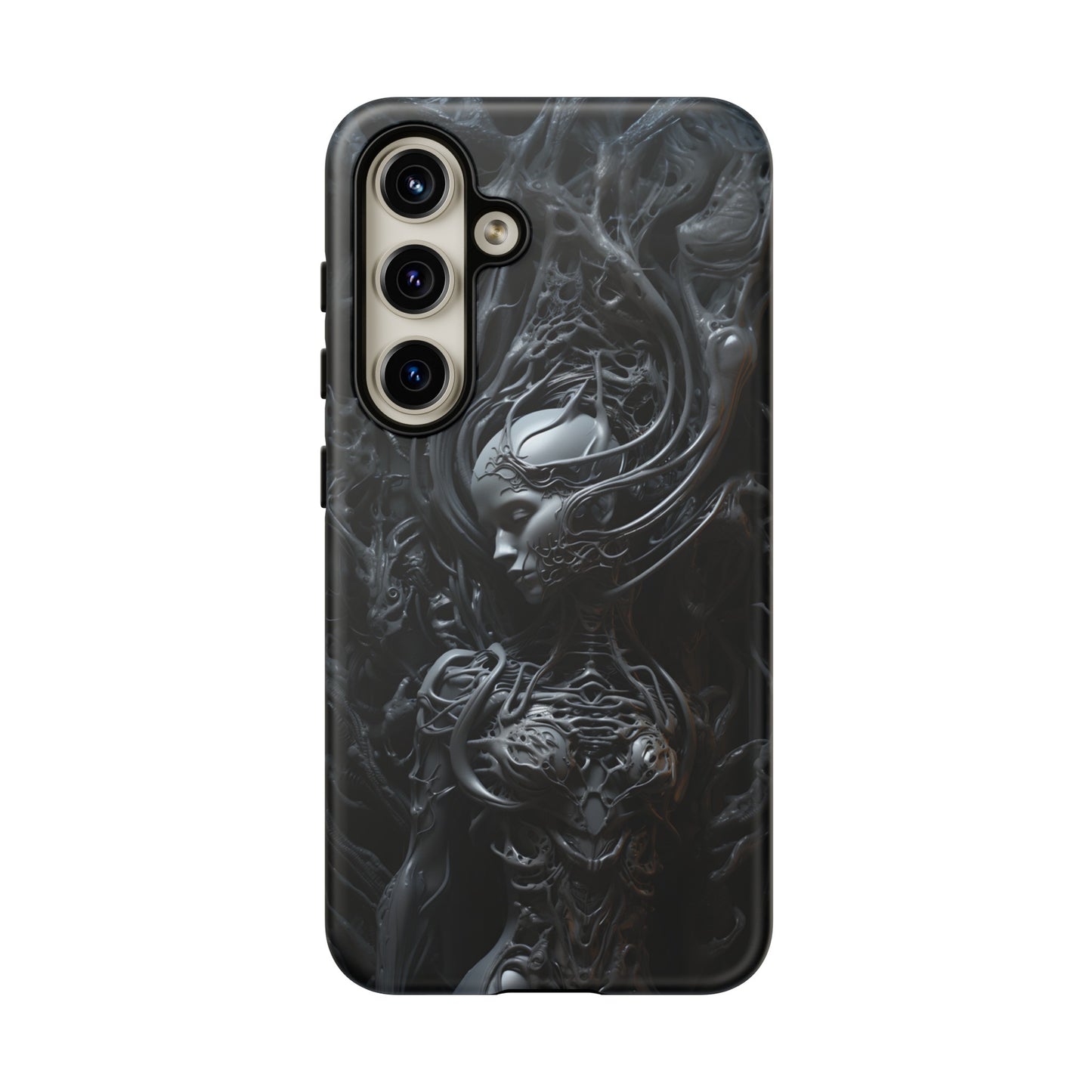 Biomechanical Beauty Phone Case – Futuristic Alien Design for iPhone, Samsung Galaxy, and Google Pixel Devices