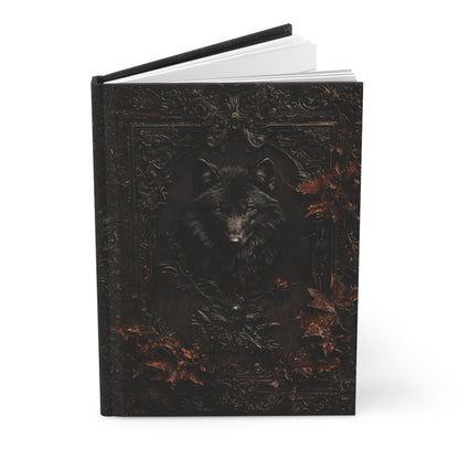 Mystical Black Wolf Journal - Vintage Leather Look Notebook with Dark Accents