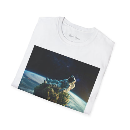 Space Explorer Astronaut on Floating Cannabis Bud T-Shirt