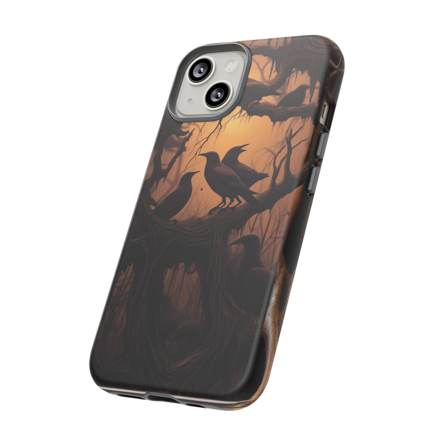 Ravens at Dusk Phone Case – Gothic Halloween Design with Edgar Allan Poe Inspired Crows for iPhone, Samsung Galaxy, and Google Pixel Devices