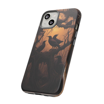 Ravens at Dusk Phone Case – Gothic Halloween Design with Edgar Allan Poe Inspired Crows for iPhone, Samsung Galaxy, and Google Pixel Devices