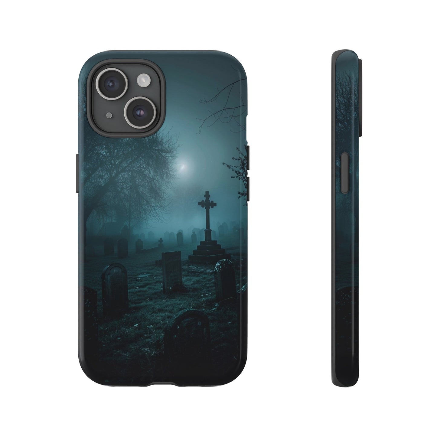 Graveyard at Night Phone Case – Eerie Cemetery Design for iPhone, Samsung Galaxy, and Google Pixel Devices