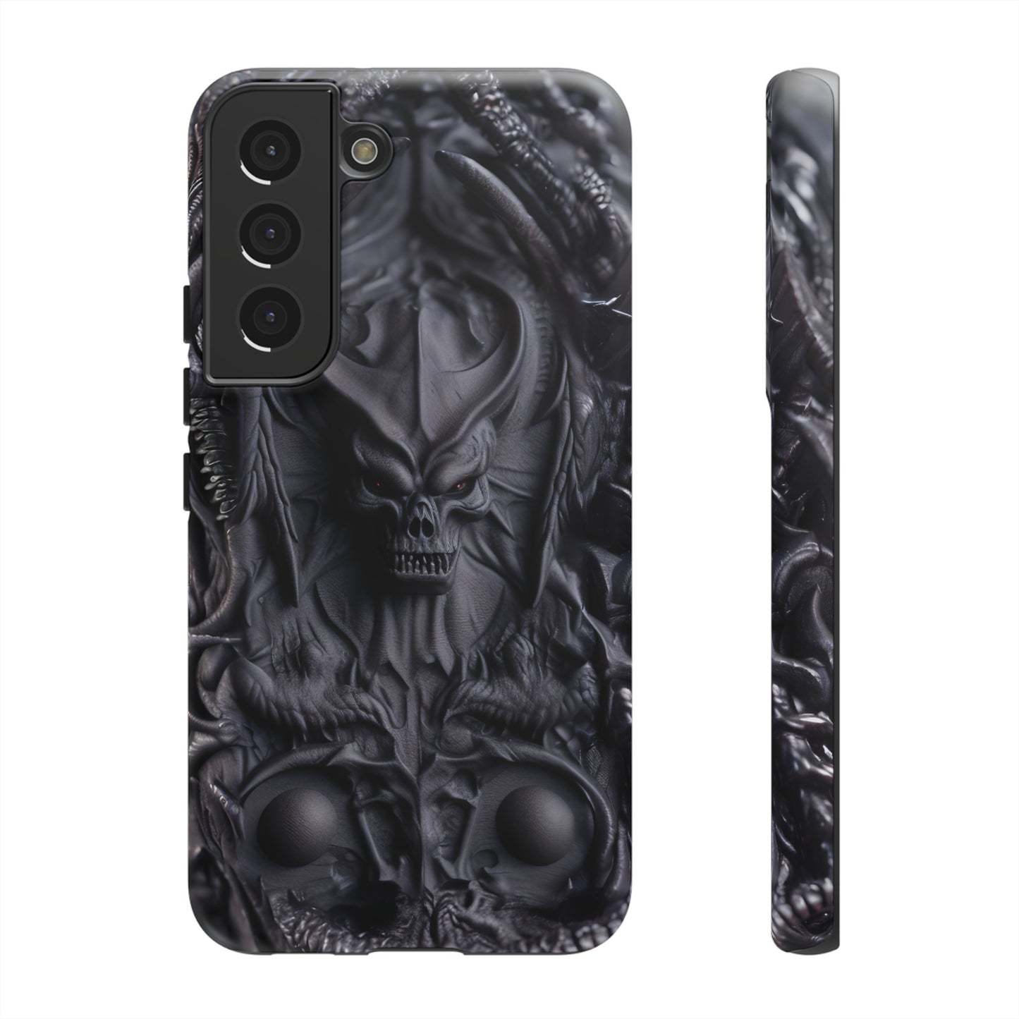 Black Demon Phone Case – Horned Hell Horror Design for iPhone, Samsung Galaxy, and Google Pixel Devices