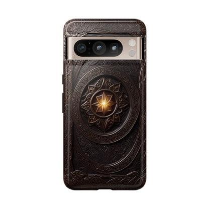 Intricate Leather Flower Tough Phone Case – Elegant Floral Design for iPhone, Samsung Galaxy, and Google Pixel Devices