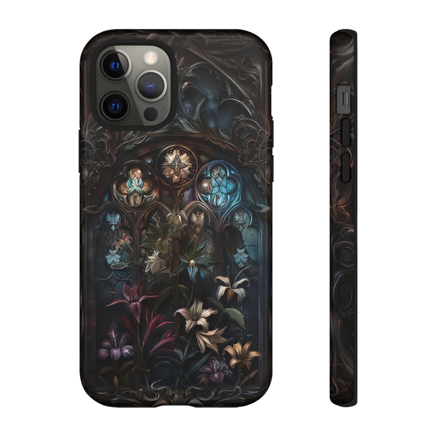 Elegant Gothic Flower Art Phone Case - Intricate Floral Design for iPhone, Samsung Galaxy, and Google Pixel Devices