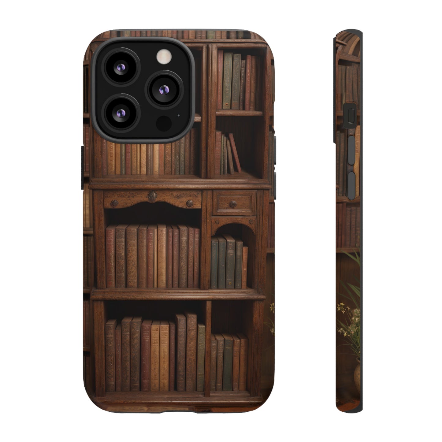 Book Shelf Phone Case – Vintage Library Design for iPhone, Samsung Galaxy, and Google Pixel Devices