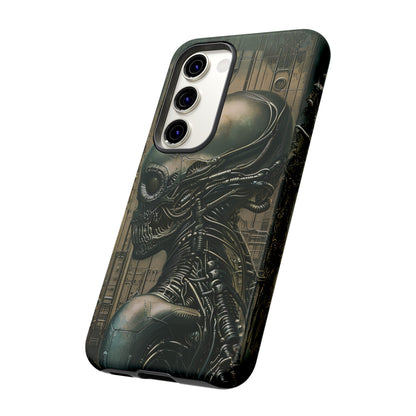 Biomechanical Android Phone Case – Futuristic Alien Horror H.R. Giger-Inspired Design for iPhone, Samsung Galaxy, and Google Pixel Devices