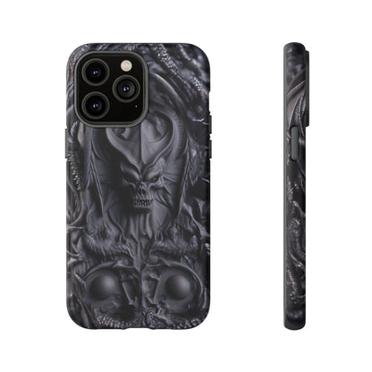 Black Demon Phone Case – Horned Hell Horror Design for iPhone, Samsung Galaxy, and Google Pixel Devices