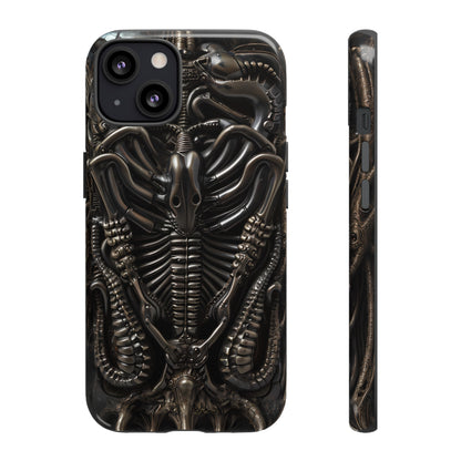 Biomechanical Nightmares Tough Phone Case – Alien Horror Design for iPhone and Samsung Galaxy Devices