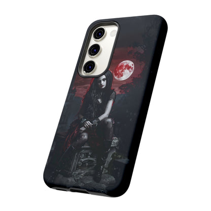 Gothic Vampire Girl Phone Case - Dark Fantasy Design with Blood Moon for iPhone,  Samsung Galaxy, and Google Pixel Devices