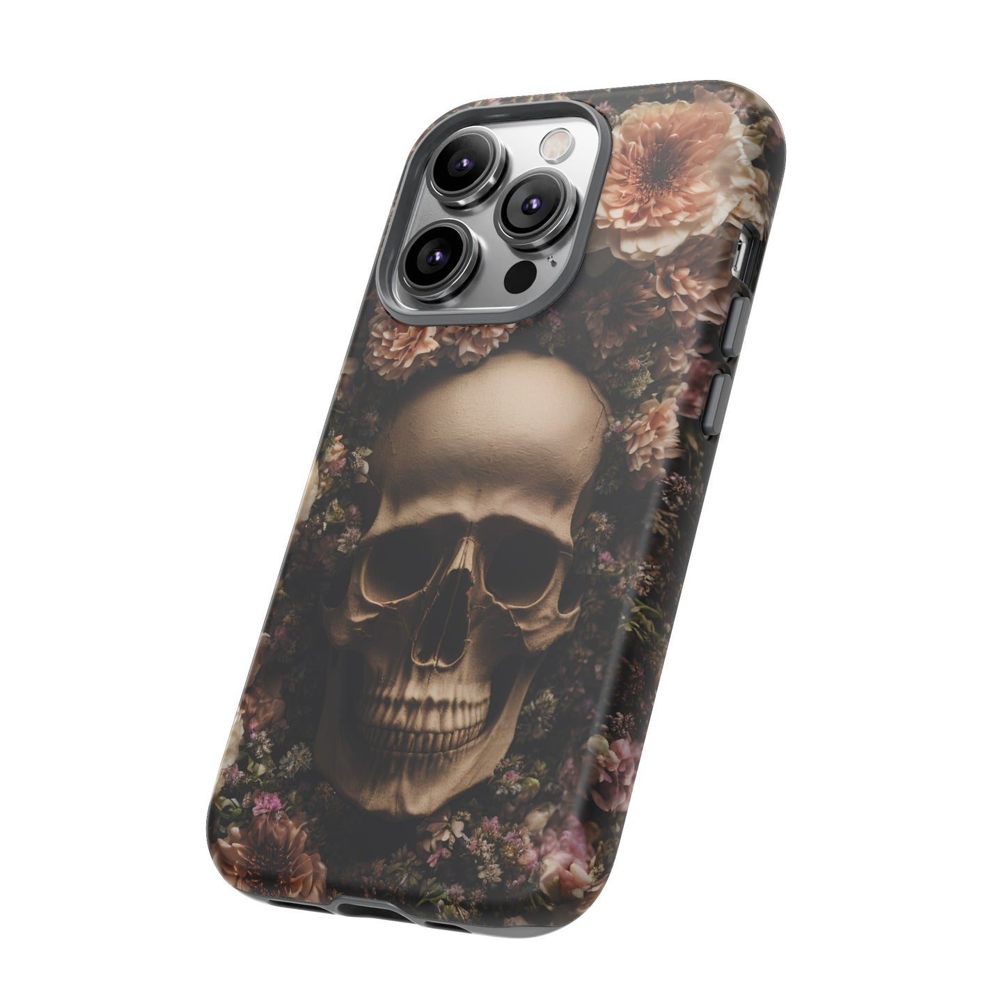 Skull and Flowers #2 Phone Case – Gothic Floral Design for iPhone, Samsung Galaxy, and Google Pixel Devices