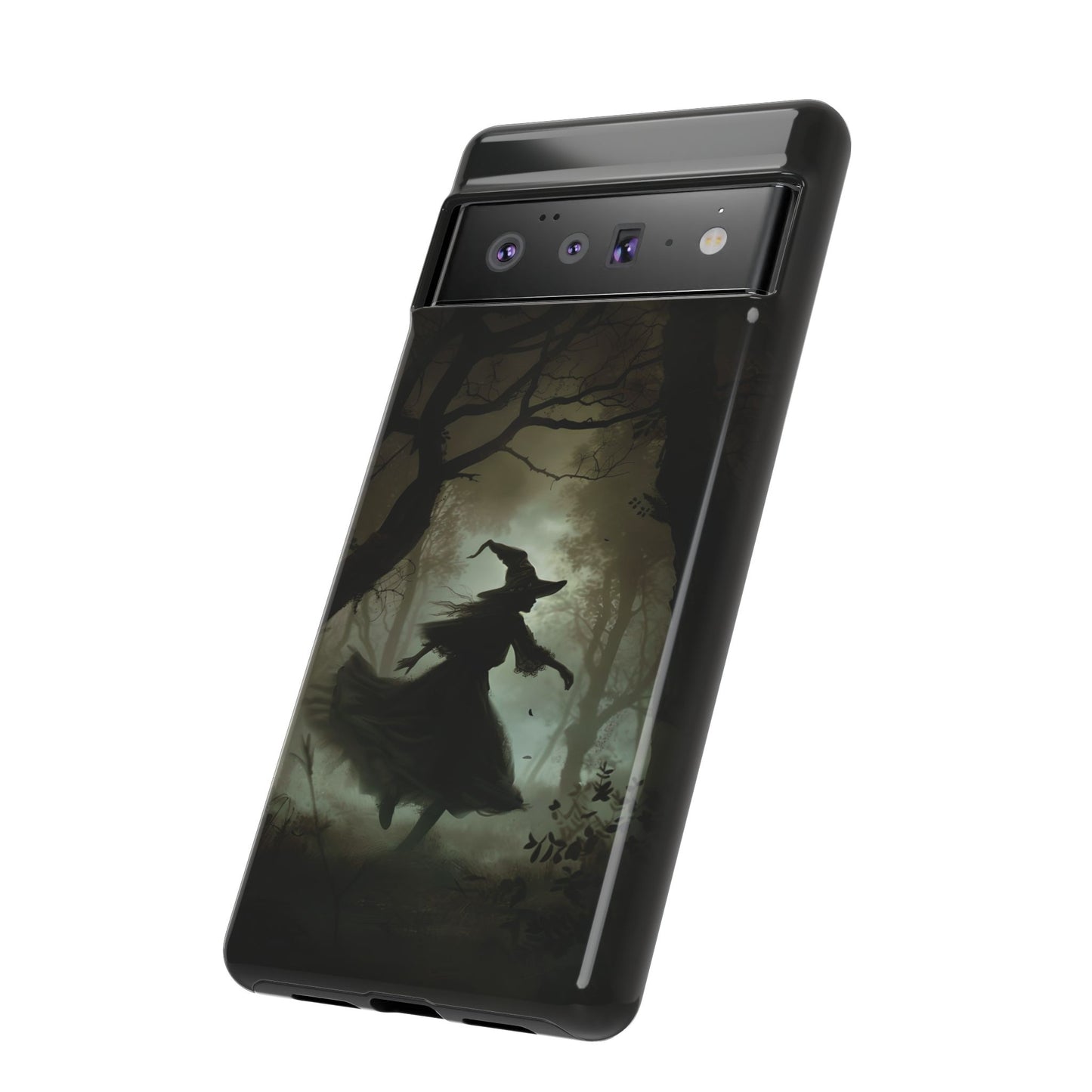 Spooky Witch Silhouette Phone Case - Halloween Dark Art Design for iPhone, Samsung Galaxy, and Google Pixel Devices