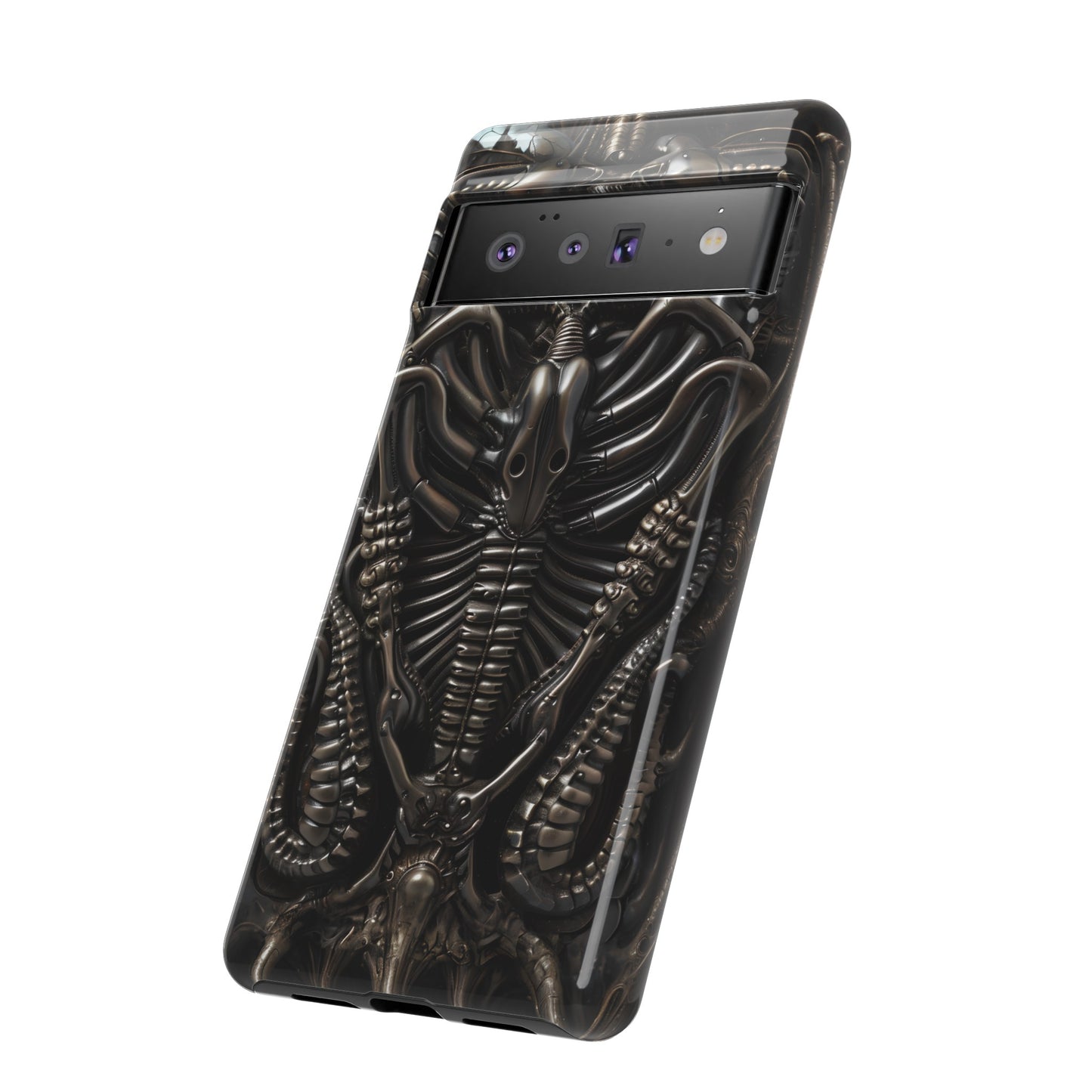 Biomechanical Nightmares Tough Phone Case – Alien Horror Design for iPhone and Samsung Galaxy Devices