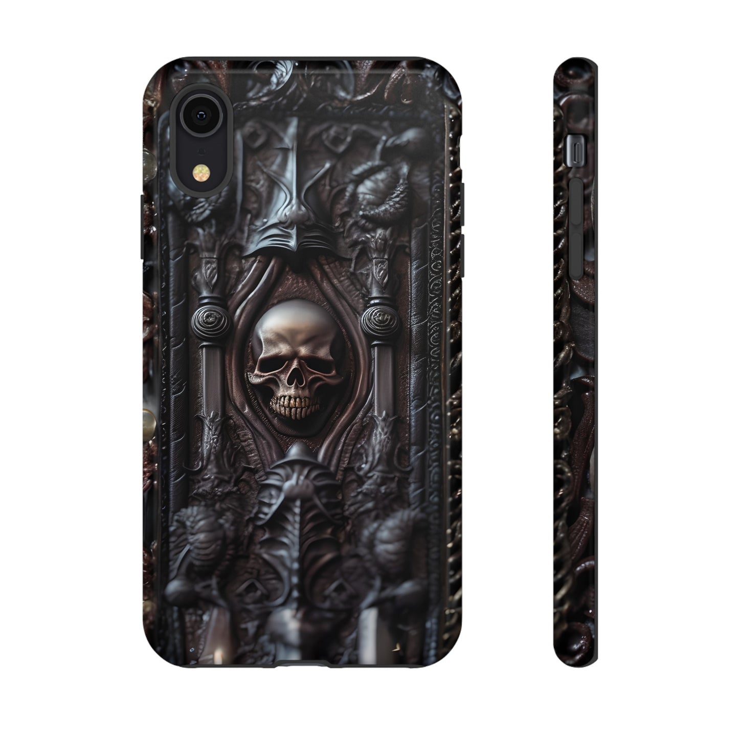 Dark Grimoire of Death Tough Phone Case – Gothic Skull Vampiric Design for iPhone, Samsung Galaxy, and Google Pixel Devices