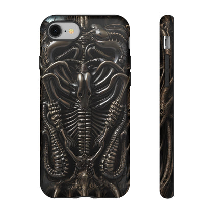 Biomechanical Nightmares Tough Phone Case – Alien Horror Design for iPhone and Samsung Galaxy Devices