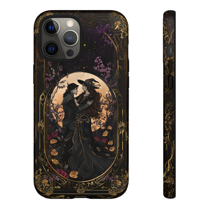 Gothic Romance Phone Case - Enchanted Witch and Lover Design for iPhone, Samsung Galaxy, and Google Pixel Devices