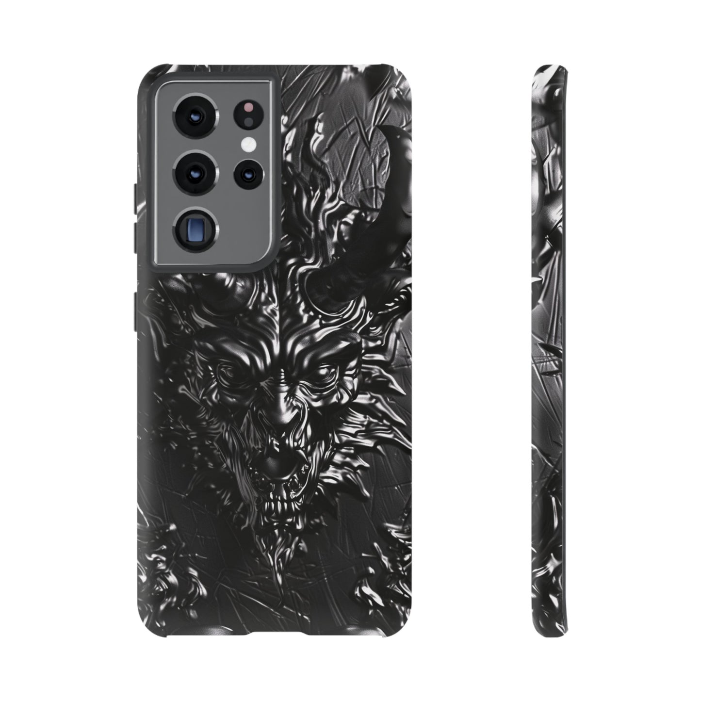 Silver Devil Phone Case – Gothic Demon Design for iPhone, Samsung Galaxy, and Google Pixel Devices