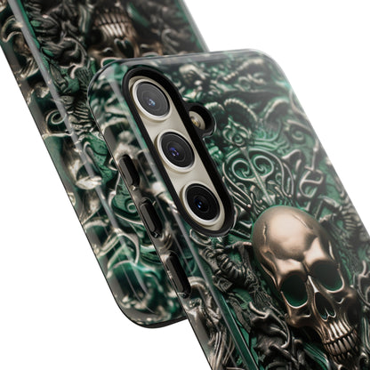 Green Skull Phone Case – Ornate Gothic Design for iPhone, Samsung Galaxy, and Google Pixel Devices