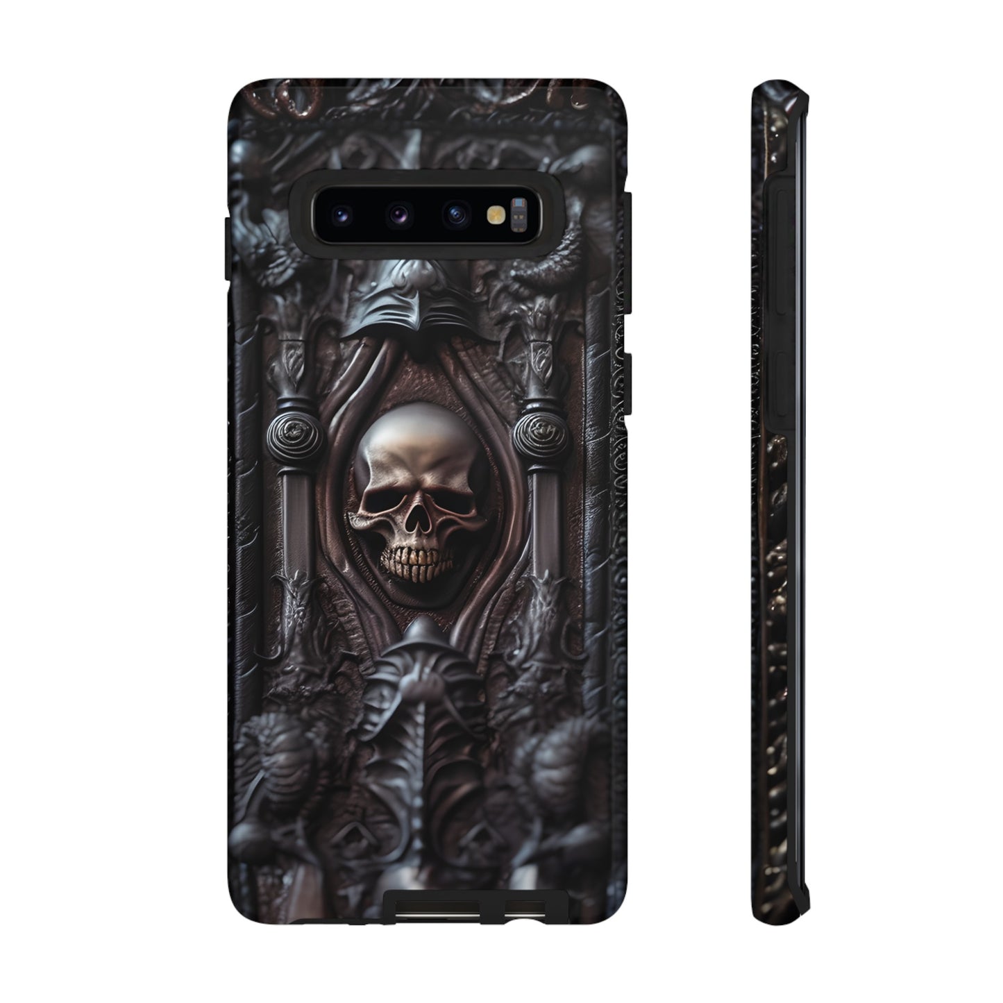 Dark Grimoire of Death Tough Phone Case – Gothic Skull Vampiric Design for iPhone, Samsung Galaxy, and Google Pixel Devices