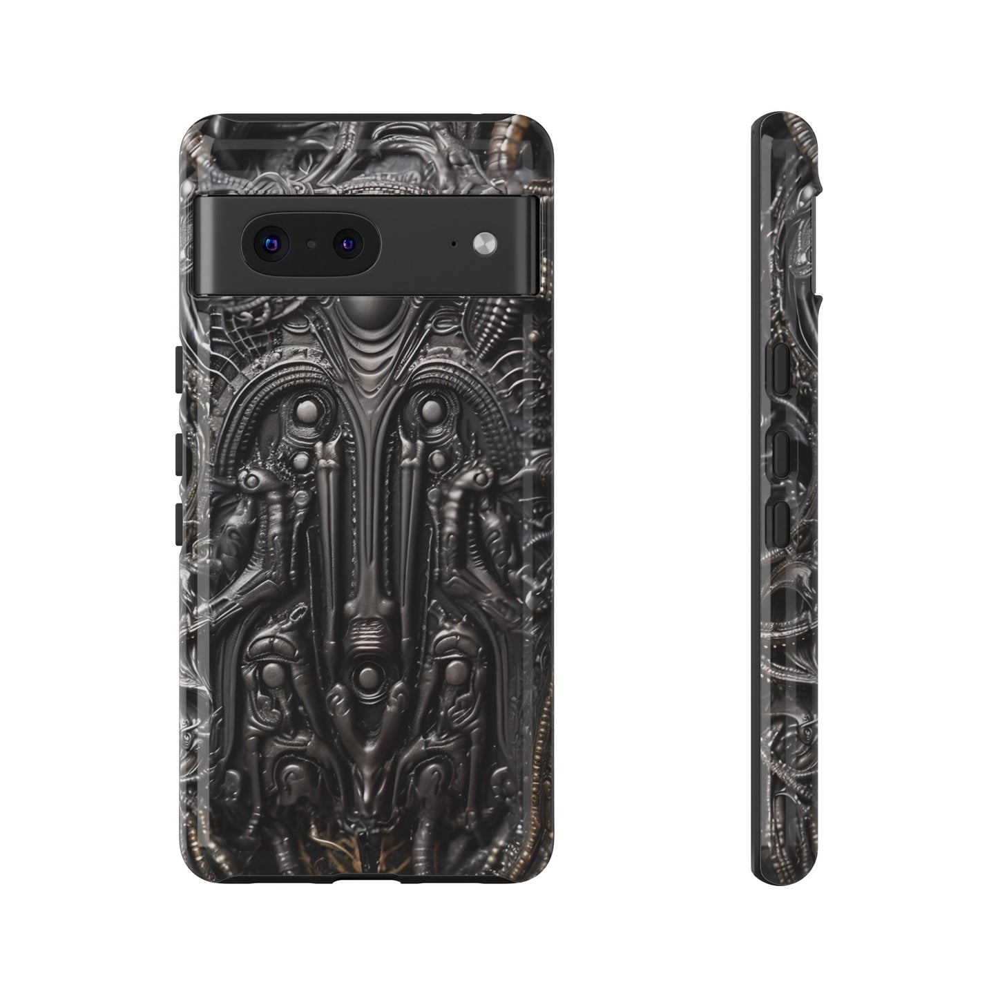 Biomechanical Horror Phone Case – Dark Sci-Fi Design for iPhone, Samsung Galaxy, Google Pixel Devices