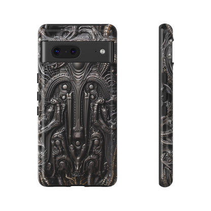 Biomechanical Horror Phone Case – Dark Sci-Fi Design for iPhone, Samsung Galaxy, Google Pixel Devices