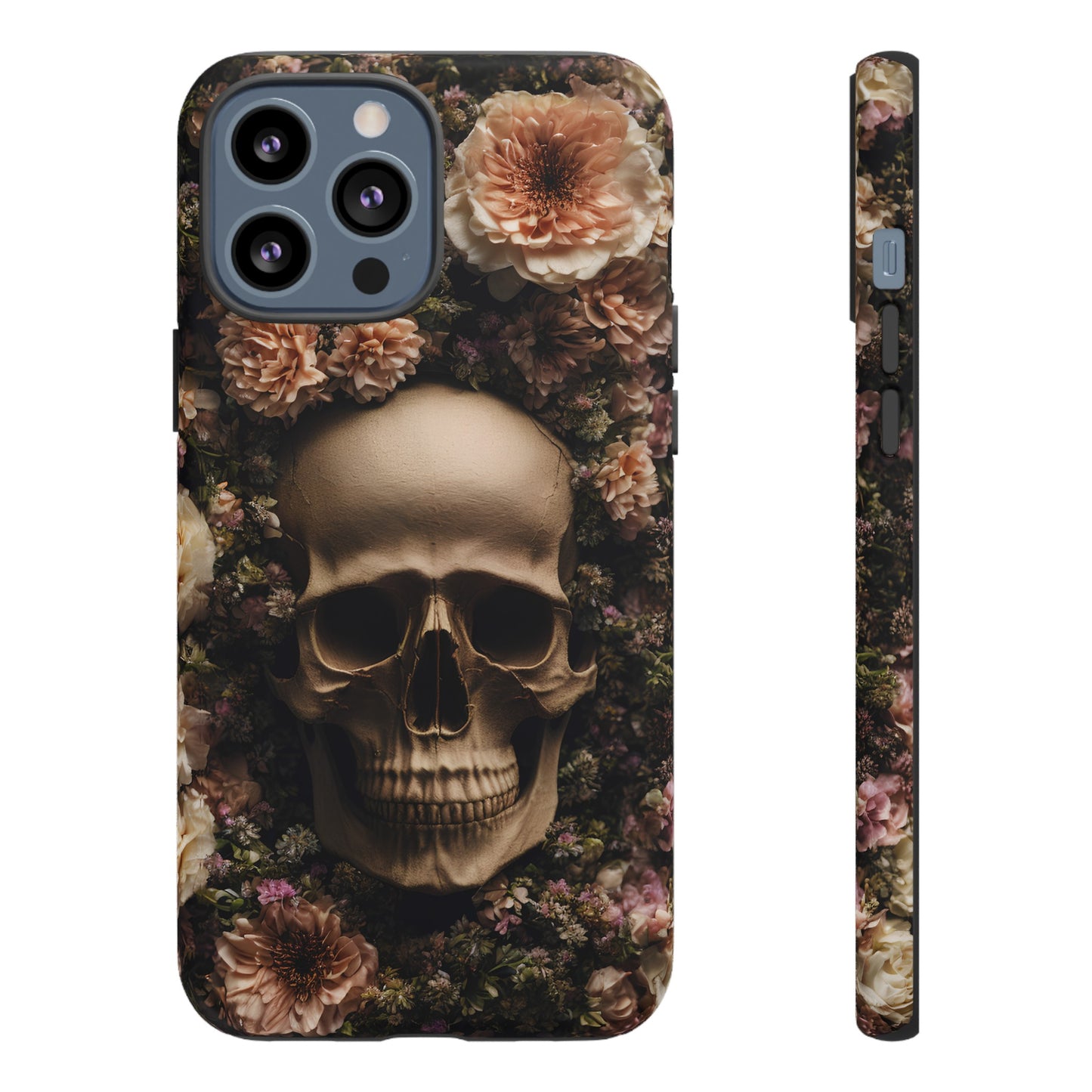 Skull and Flowers #2 Phone Case – Gothic Floral Design for iPhone, Samsung Galaxy, and Google Pixel Devices