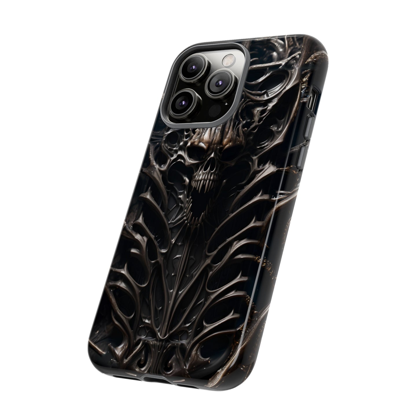 Biomechanical Horror 3 Tough Phone Case – Futuristic Alien Skull Design for iPhone, Samsung Galaxy, and Google Pixel Devices