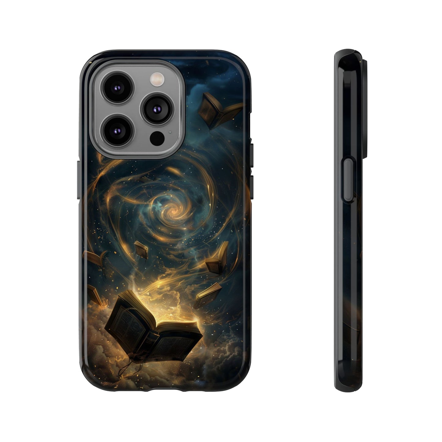 Magical Galaxy Swirling Books Phone Case - Celestial Book Lover's Gift for iPhone, Samsung Galaxy, and Google Pixel Devices