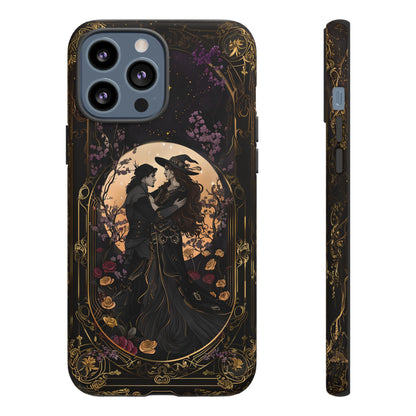 Gothic Romance Phone Case - Enchanted Witch and Lover Design for iPhone, Samsung Galaxy, and Google Pixel Devices