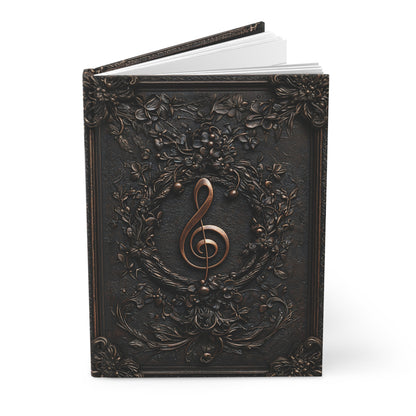 Elegant Floral Treble Clef Hardcover Notebook - Perfect for Music Lovers