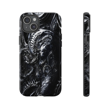 Biomechanical Transhumanism Phone Case – Alien Horror Design for iPhone and Samsung Galaxy Devices