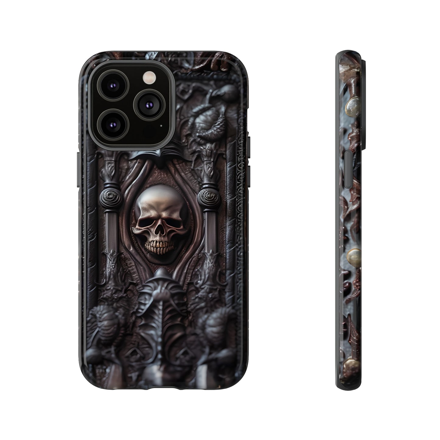 Dark Grimoire of Death Tough Phone Case – Gothic Skull Vampiric Design for iPhone, Samsung Galaxy, and Google Pixel Devices