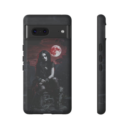 Gothic Vampire Girl Phone Case - Dark Fantasy Design with Blood Moon for iPhone,  Samsung Galaxy, and Google Pixel Devices