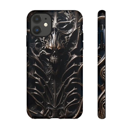 Biomechanical Horror 3 Tough Phone Case – Futuristic Alien Skull Design for iPhone, Samsung Galaxy, and Google Pixel Devices