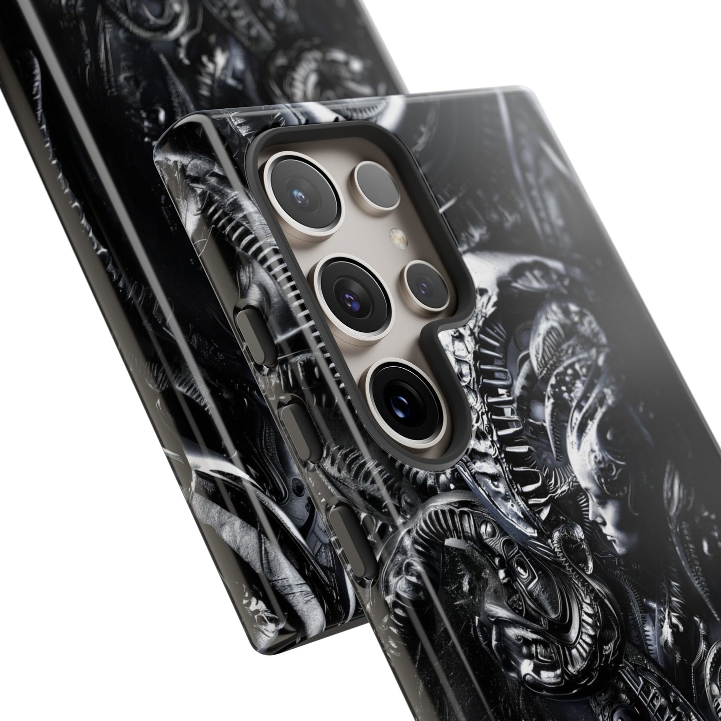 Biomechanical Transhumanism Phone Case – Alien Horror Design for iPhone and Samsung Galaxy Devices