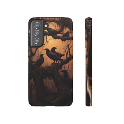 Ravens at Dusk Phone Case – Gothic Halloween Design with Edgar Allan Poe Inspired Crows for iPhone, Samsung Galaxy, and Google Pixel Devices