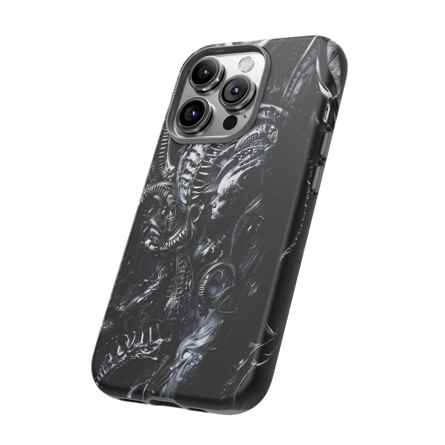 Biomechanical Transhumanism Phone Case – Alien Horror Design for iPhone and Samsung Galaxy Devices