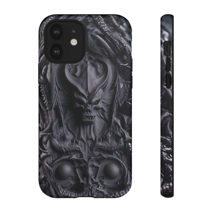 Black Demon Phone Case – Horned Hell Horror Design for iPhone, Samsung Galaxy, and Google Pixel Devices