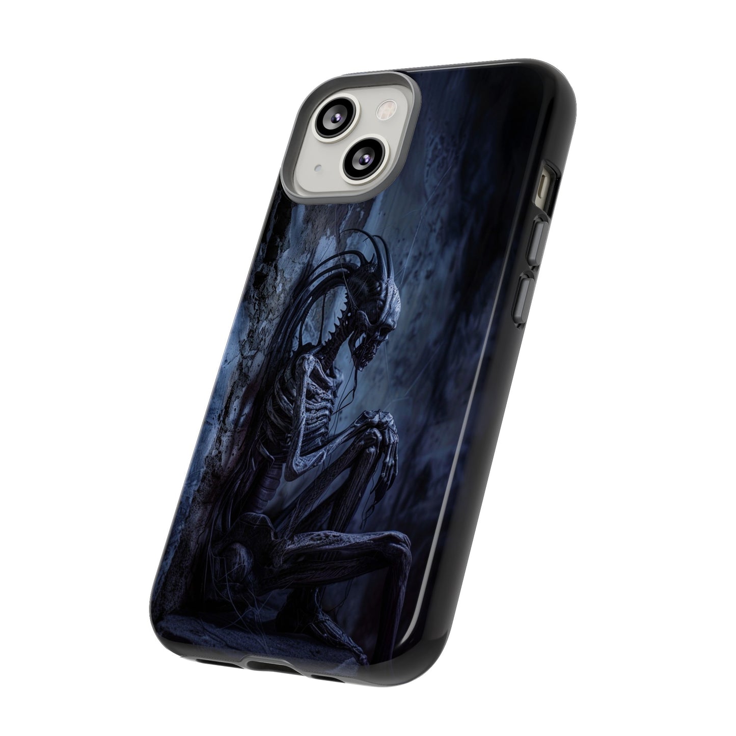 Gothic Alien Skeleton iPhone Case - Sci-Fi Horror Design