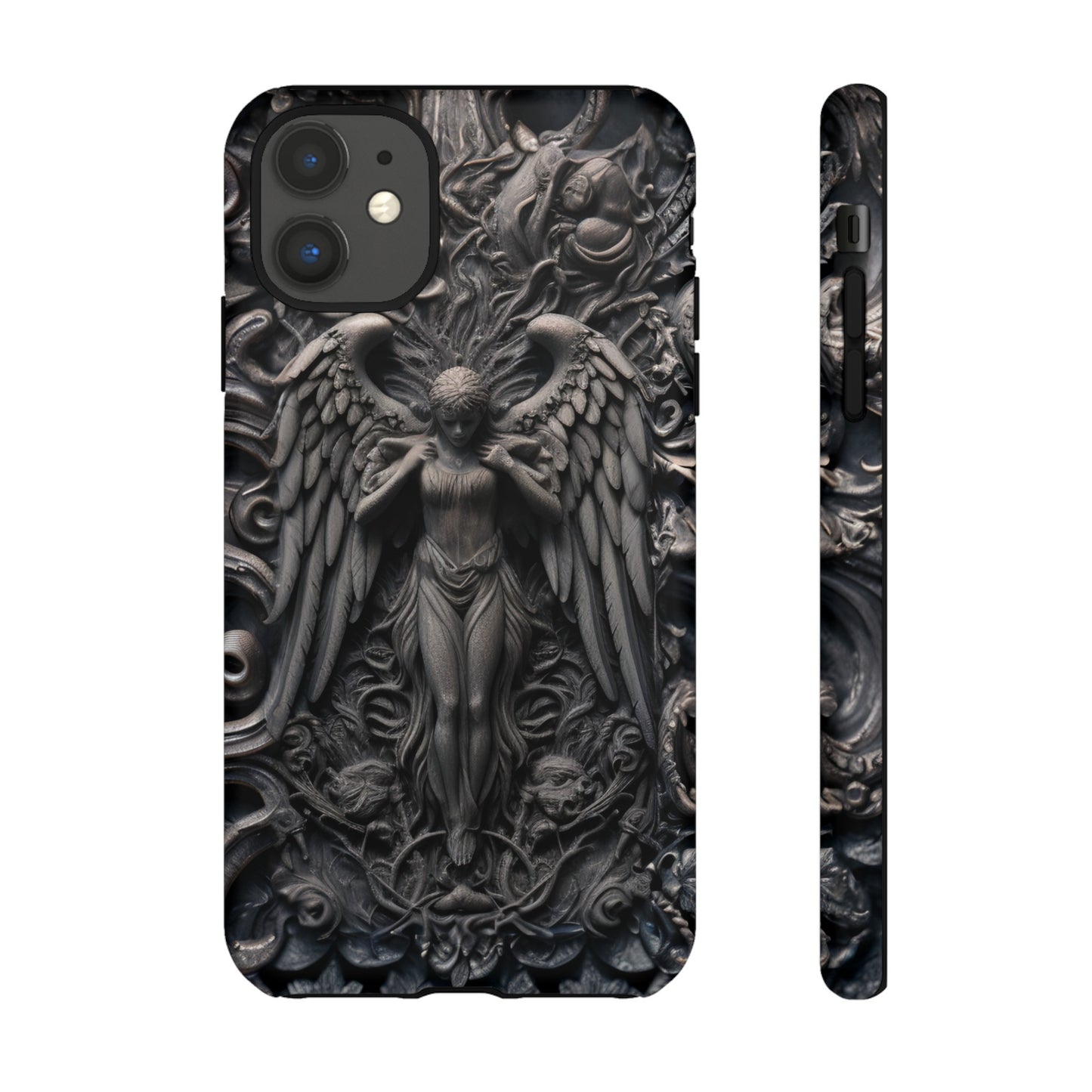 Grey Angel Phone Case – Gothic Marble Statue Design for iPhone, Samsung Galaxy, and Google Pixel Devices