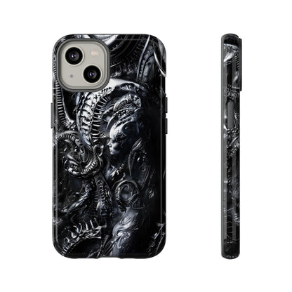 Biomechanical Transhumanism Phone Case – Alien Horror Design for iPhone and Samsung Galaxy Devices