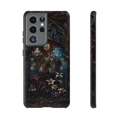 Elegant Gothic Flower Art Phone Case - Intricate Floral Design for iPhone, Samsung Galaxy, and Google Pixel Devices