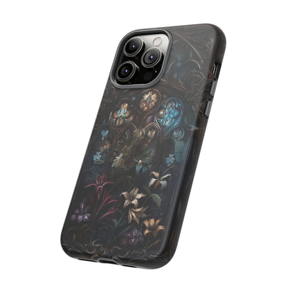 Elegant Gothic Flower Art Phone Case - Intricate Floral Design for iPhone, Samsung Galaxy, and Google Pixel Devices