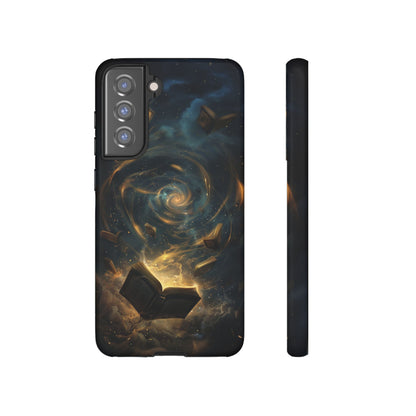 Magical Galaxy Swirling Books Phone Case - Celestial Book Lover's Gift for iPhone, Samsung Galaxy, and Google Pixel Devices