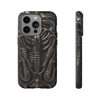 Biomechanical Nightmares Tough Phone Case – Alien Horror Design for iPhone and Samsung Galaxy Devices